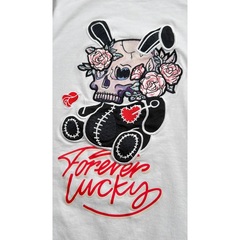 Lucky Charm T Shirt Men L White Skull Bunny Punk Goth Edgy Emo Street BKYS Y2K - Picture 3 of 15